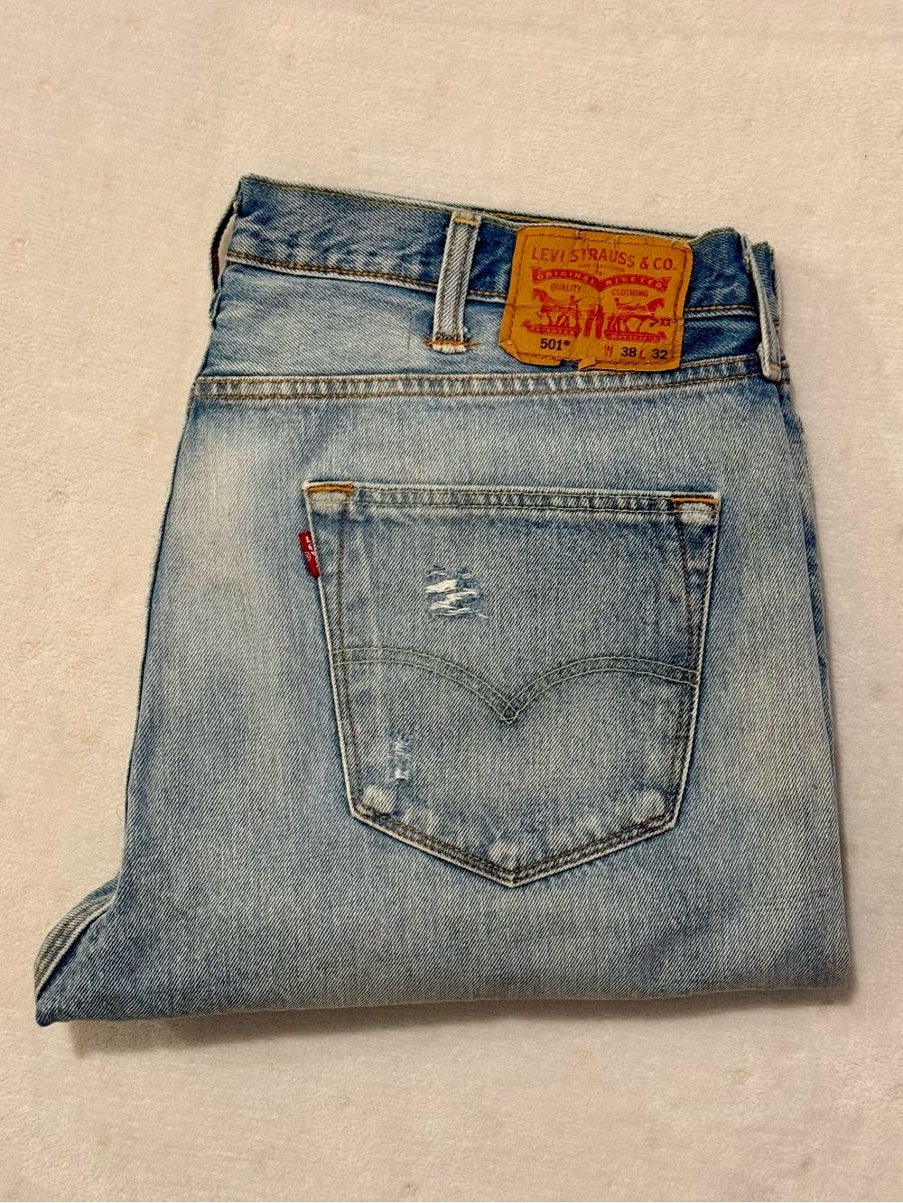 Levi Strauss & Co. 501 Original Fit Distressed Jeans Light Wash Ripped Denim